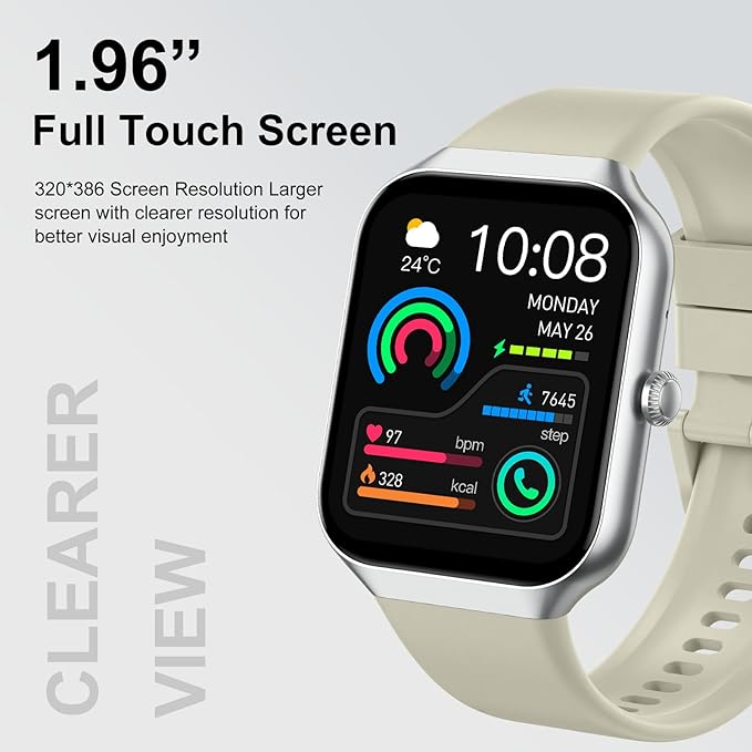 Smart Watches for Women(Answer/Make Call), 1.96"HD New Smartwatch with Heart Rate/Sleep Monitor/Pedometer/Calories, 113+ Sports Modes,2025 Activity Fitness Watch IP68 Waterproof for Android iOS Beige