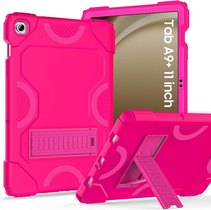 Case for Samsung Galaxy Tab A9+ 11 Inch 2023 Model (X210/X216/X218), Heavy Duty Shockproof Rugged Protective Case for Galaxy Tab A9 Plus Tablet (Hot Pink)