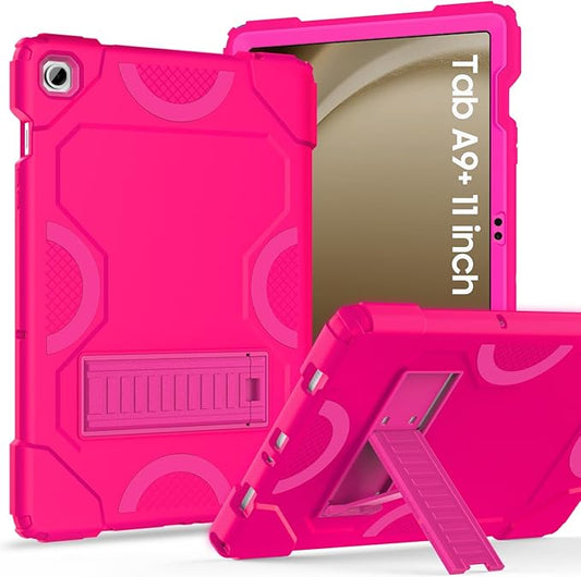 Case for Samsung Galaxy Tab A9+ 11 Inch 2023 Model (X210/X216/X218), Heavy Duty Shockproof Rugged Protective Case for Galaxy Tab A9 Plus Tablet (Hot Pink)