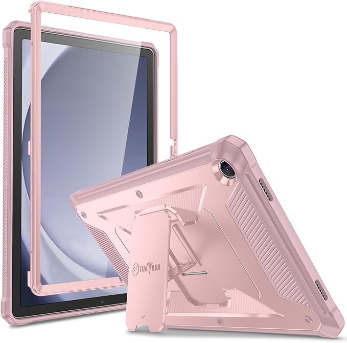 Fintie Shockproof Case for Samsung Galaxy Tab A9 Plus/A9+ 5G 11 Inch 2023 Model (SM-X210/X216/X218), Tuatara Rugged Unibody Hybrid Bumper Kickstand Cover Built-in Screen Protector, Rose Gold