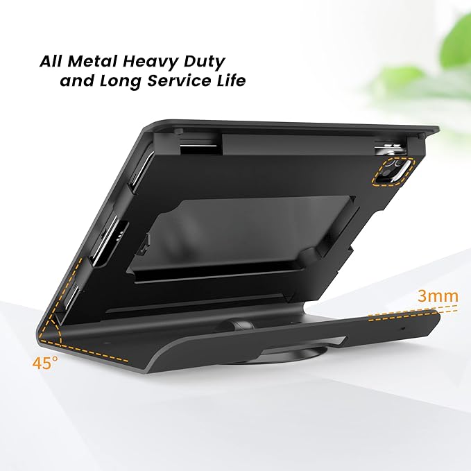 Tablet POS Stand - Heavy Duty Steel Kiosk Stand with 360° Swivel Base Anti-Theft - Compatible with 10.9" iPad 10th, Pro 11" 1 2 3 4, Air 4 5, Air 11", iPad 11"(A16)