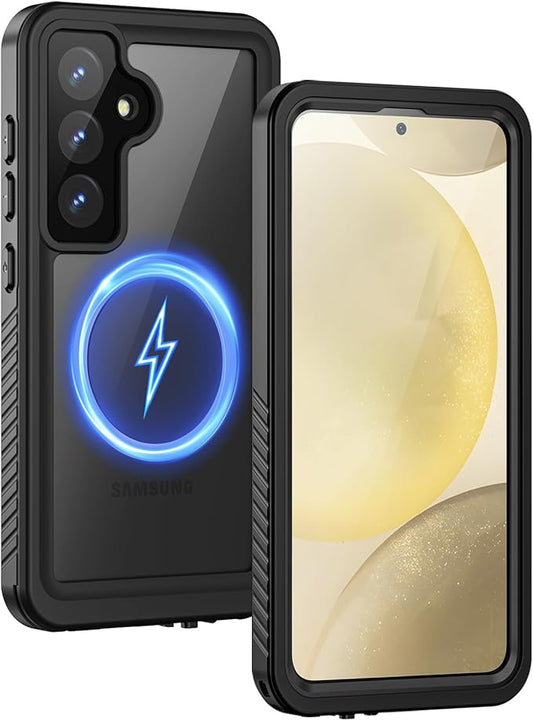 Lanhiem Magnetic for Samsung Galaxy S24+ Plus Phone Case, IP68 Waterproof Dustproof Case with Built-in Screen Protector, Rugged Full Body Protective Cover for Galaxy S24 Plus 6.7 Inch, Black