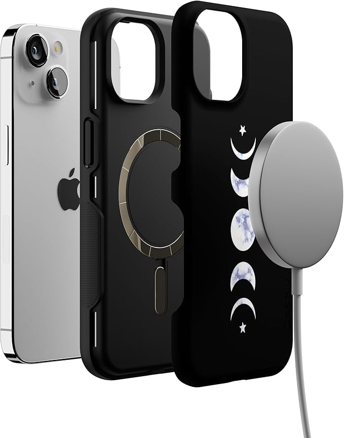 Casely iPhone 14 Case | It's Just a Phase | Marble Moon | Compatible with MagSafe | Bold Protective Design