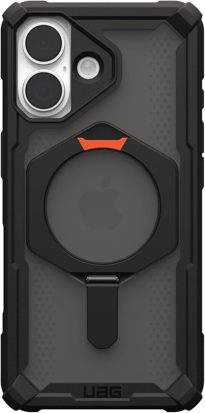URBAN ARMOR GEAR UAG Designed for iPhone 17 Case with Kickstand Plasma XTE - Compatible with MagSafe Transparent Military Grade Protective Cover, Black/Pop Orange
