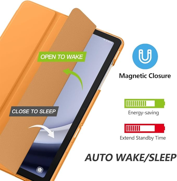 MoKo Case for Galaxy Tab A9+/A9 Plus 11 inch 2023, Slim Stand Protective Smart Cover with Hard PC Translucent Back Shell for Tab A9 Plus Tablet (SM-X210/X216/X218), Auto Wake/Sleep, Papaya