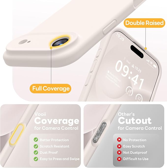 Vooii Magnetic Compatible with iPhone Air Case (Compatible with Magsafe) (Upgraded Camera Protection) Liquid Silicone Shockproof Full Body Protective Phone Cover for Women Men, Stone, 6.5"