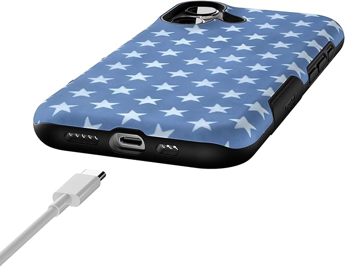 Casely iPhone 17 Case | Coastal Blues | Denim Stars | Bold Protective Design | Compatible with MagSafe