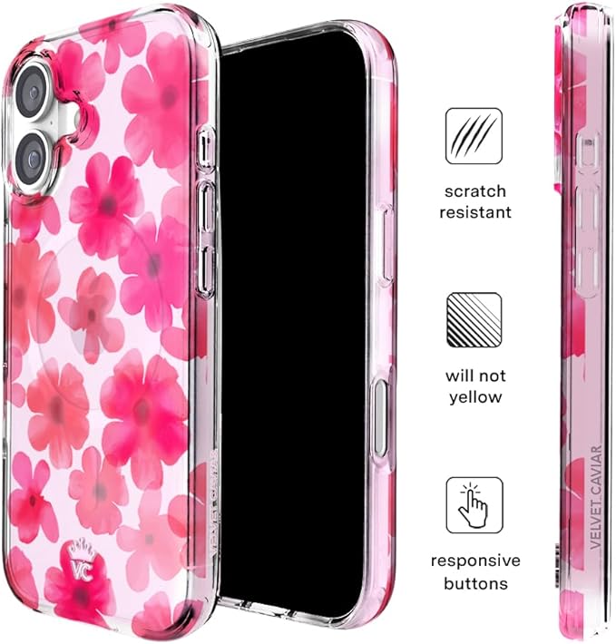 VELVET CAVIAR Case for iPhone 17 | Compatible with MagSafe | 10ft Drop Tested | Protective Designer Cases | Cherry Blossom