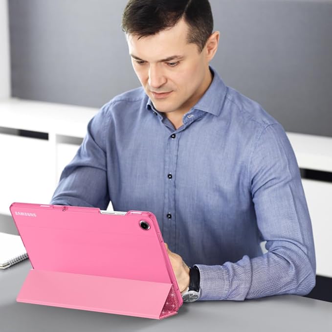 MoKo Case for Galaxy Tab A9+ 11 inch 2023, Slim Stand Protective Smart Cover with Hard PC Translucent Back Shell for Tab A9 Plus Tablet (SM-X210/X216/X218), Auto Wake/Sleep, Shiny Pink