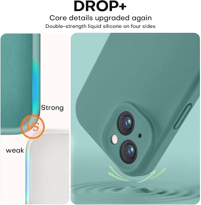 Vooii Compatible with iPhone 13 Case, Liquid Silicone Upgrade [Camera Protection] [Soft Anti-Scratch Microfiber Lining] Shockproof Phone Case for iPhone 13 6.1 inch - Pine Green