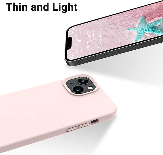 OTOFLY Designed for iPhone 14 Case, Silicone Shockproof Slim Thin Phone Case for iPhone 14 6.1 inch (Chalk Pink)