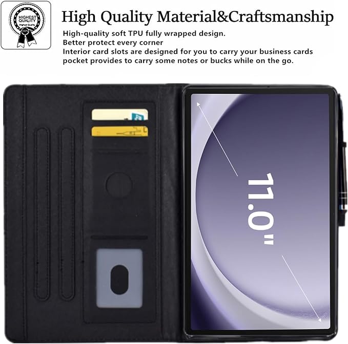 Case for Samsung Galaxy Tab A9+/A9 Plus 11 inch 2023 2024(SM-X210/X216/X218),PU Leather Multi Angle Stand Cover Slim Folio Protective Case for Tablet Tab A9 Plus, Auto Wake/Sleep,Flowers