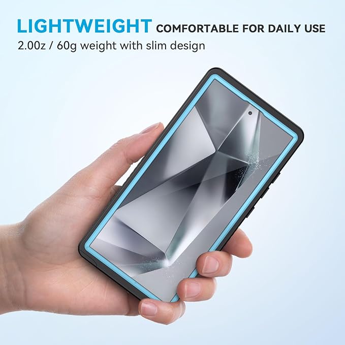 Lanhiem for Samsung Galaxy S24 Ultra Case, IP68 Waterproof Dustproof, Built-in Screen Protector, Rugged Full Body Shockproof Protective Cover for Galaxy S24 Ultra 5G 6.8 Inch, Light Blue