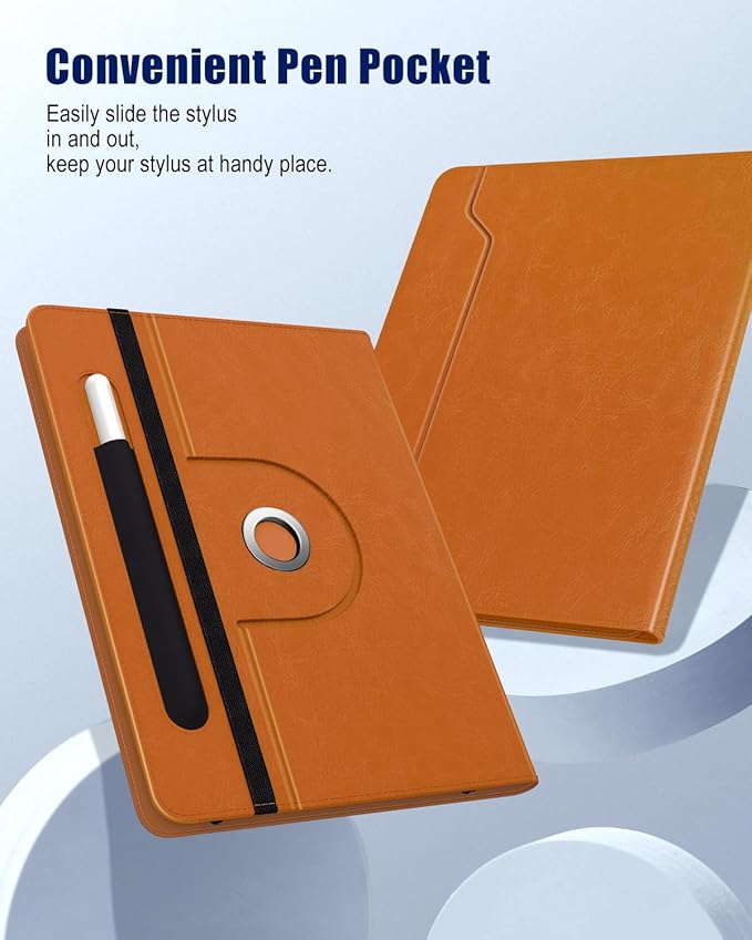 TiMOVO Universal Case for 9-11 Inch Tablet, 360 Degree Rotating Stand Protective Cover with Pen Pocket for 9 10 10.1 Inch Android Touchscreen Tablet, Light Brown