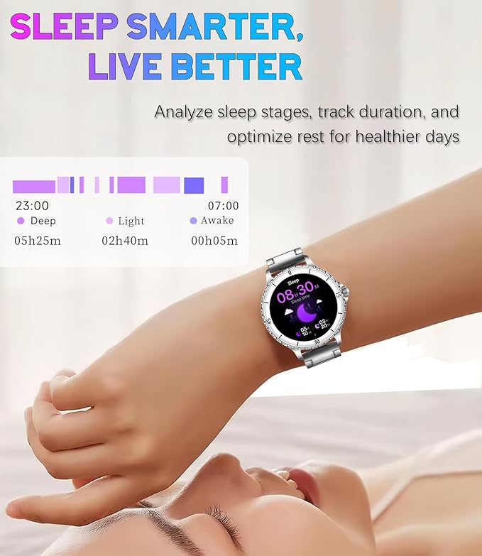 Smart Watch for Women, 1.27" HD Display,Answer/Make Calls, IP68 Waterproof Sports Women's Smartwatch, Fitness Tracker,Heart Rate Monitor, Pedometer – Compatible with Android & iOS (Silver)