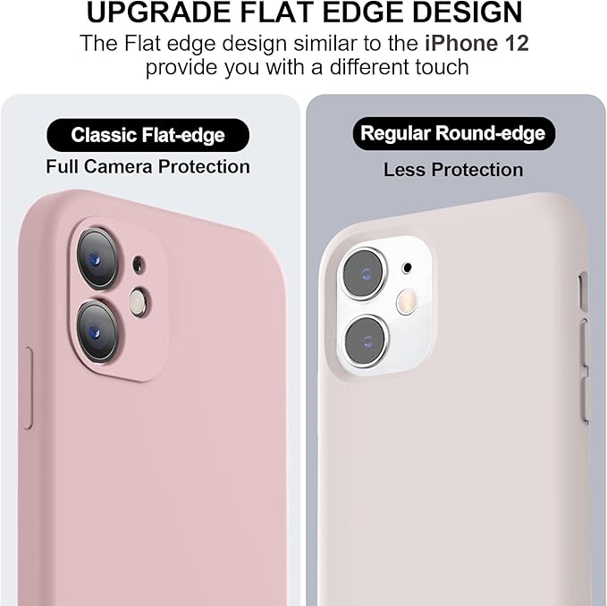 Vooii Compatible with iPhone 11 Case, Upgraded Liquid Silicone with [Flat Edges] [Camera Protection] [Soft Anti-Scratch Microfiber Lining] Phone Case for iPhone 11 6.1 inch - Sand Pink