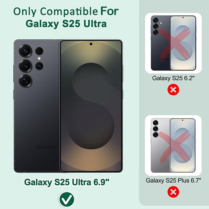 MONASAY Wallet Case Fit for Samsung Galaxy S25 Ultra 6.9 inch, [Lens & Glass Screen Protector Included] [RFID Blocking] Flip Folio Leather Cell Phone Cover with Credit Card Holder, Rosegold