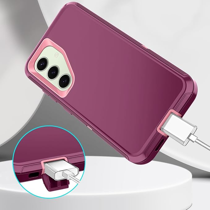 for Samsung Galaxy S24 Plus Case Heavy Duty Protective Shockproof Dropproof 3-Layer Full Body Protection [Without Screen Protector] Tough Rugged Case for Galaxy S24 Plus,Purple/Pink