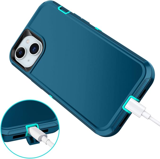 for iPhone 15 Plus Case Shockproof Dust/Drop Proof 3-Layer Full Body Protection [Without Screen Protector] Rugged Heavy Duty Cover Case for Apple iPhone 15 Plus 6.7" 2023,Turquoise