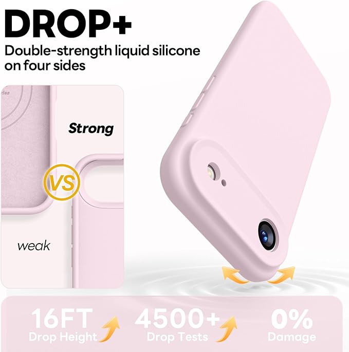 Vooii Magnetic Compatible with iPhone Air Case (Compatible with Magsafe) (Upgraded Camera Protection) Liquid Silicone Shockproof Full Body Protective Phone Cover for Women Men, Chalk Pink, 6.5"