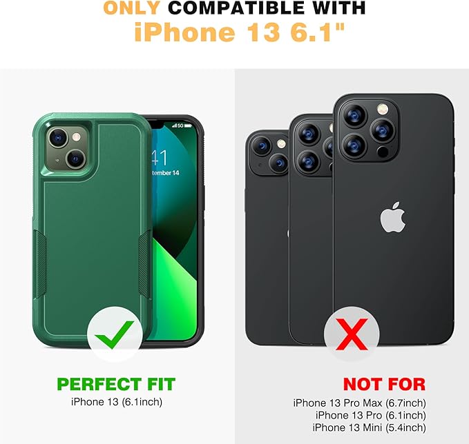 Diaclara Designed for iPhone 13 Case, [with Privacy Screen Protector] [Anti Spy] [Military Grade Drop Protection] Heavy Duty Full-Body Shockproof Phone Case, Green