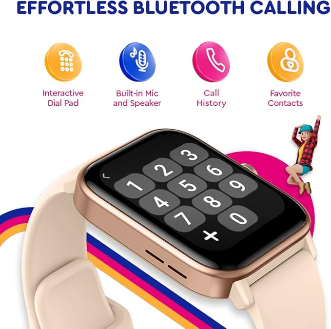 OCTANDRA Ignite VeryFit 1.8" Alexa Built-in Bluetooth Answer Call Smart Watch Fitness Tracker Watches for Men Women (IDW01 BT) (Pink)