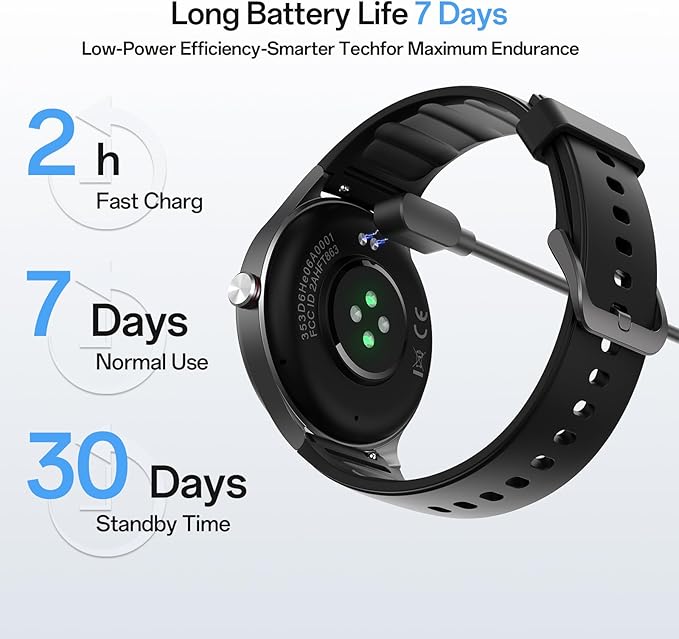 Smart Watches for Men Women,1.27" HD Touchscreen SmartWatch(2 Bands) with Bluetooth Calls (Make/Answer),Fitness Tracker with Heart Rate/Sp02/Sleep Monitor,110+ Sport Modes (Black, 1.27)