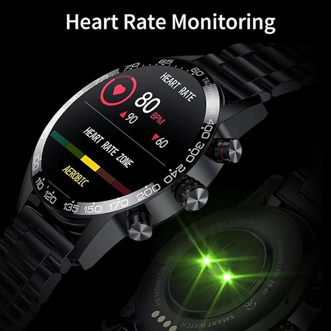 FILIEKEU Men Smart Watch for Android iOS, Bluetooth Calls Voice Chat with Heart Rate/Sleep Monitor Fitness Tracker, IP67 Waterproof Leather Activity Tracker Watch for Men