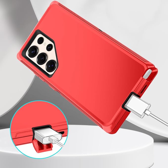 for Samsung Galaxy S25 Ultra Case Heavy Duty Protective Shockproof Dropproof 3-Layer Full Body Protection [Without Screen Protector] Tough Rugged Case for Galaxy S25 Ultra,Red/Black