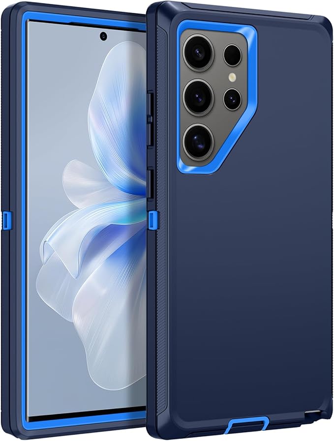 for Samsung Galaxy S24 Ultra Case Heavy Duty Protective Shockproof Dropproof 3-Layer Full Body Protection [Without Screen Protector] Tough Rugged Case for Galaxy S24 Ultra,Navy Blue