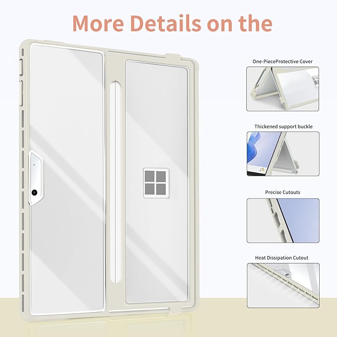 Case Updated Version fit Microsoft Surface Pro 11/10 /9/8 13-Inch, All-in-one Rugged Case Compatible with Type Cover Keyboards, Transparent&Yellow