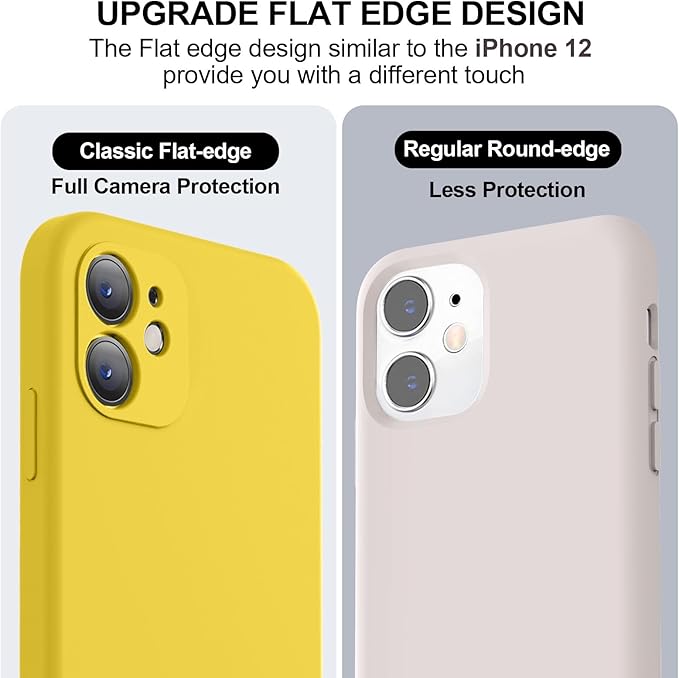 Vooii Compatible with iPhone 11 Case, Upgraded Liquid Silicone with [Flat Edges] [Camera Protection] [Soft Anti-Scratch Microfiber Lining] Phone Case for iPhone 11 6.1 inch - Yellow