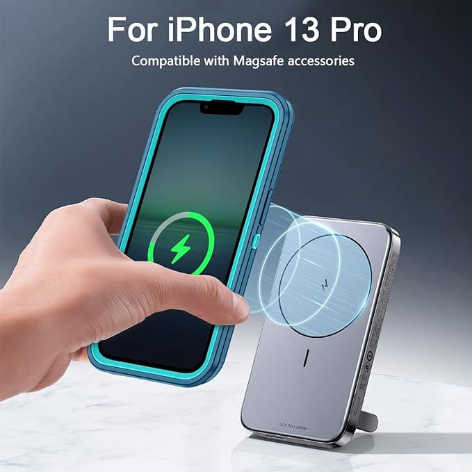 for iPhone 13 Pro Case [Compatible with MagSafe] Shockproof 3-Layer Full Body Protection Rugged Heavy Duty Cover Case for Apple iPhone 13 Pro 6.1 inch,Turquoise