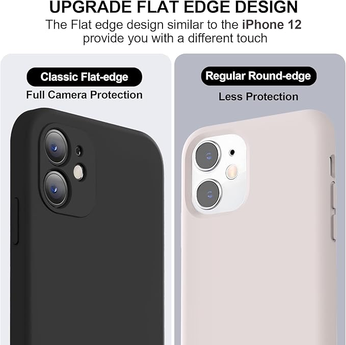 Vooii Compatible with iPhone 11 Case, Upgraded Liquid Silicone with [Flat Edges] [Camera Protection] [Soft Anti-Scratch Microfiber Lining] Phone Case for iPhone 11 6.1 inch - Black