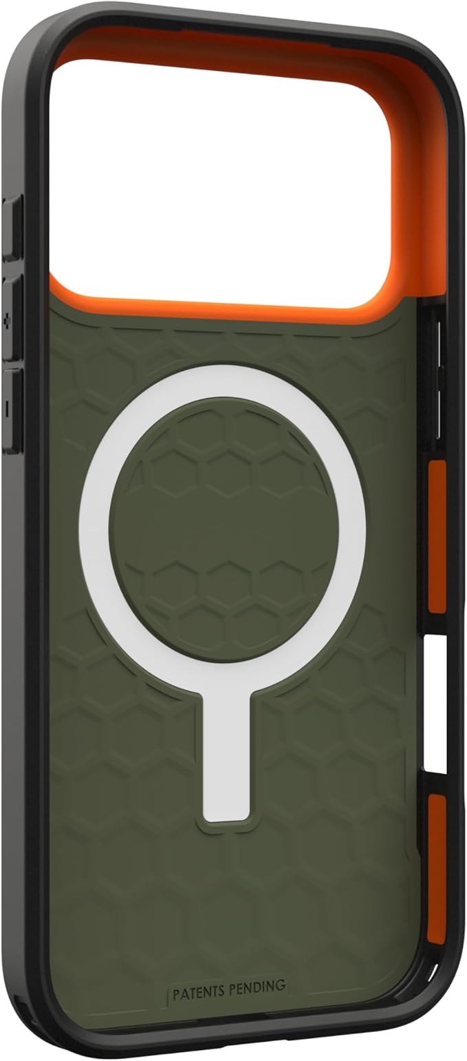 URBAN ARMOR GEAR UAG Designed for iPhone 17 Pro Max Case Civilian - Compatible with MagSafe Military Grade Protective Cover, Olive/Orange