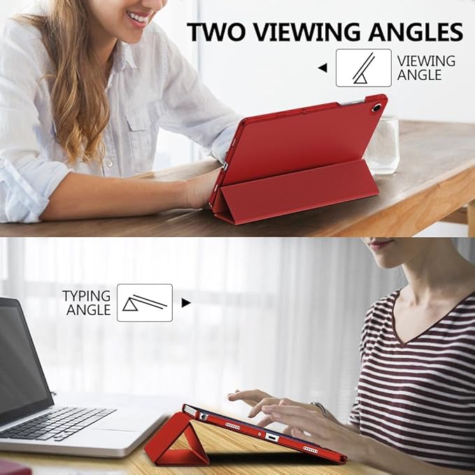 MoKo Case for Galaxy Tab A9+/A9 Plus 11 inch 2023, Slim Stand Protective Smart Cover with Hard PC Translucent Back Shell for Tab A9 Plus Tablet (SM-X210/X216/X218), Auto Wake/Sleep, Red