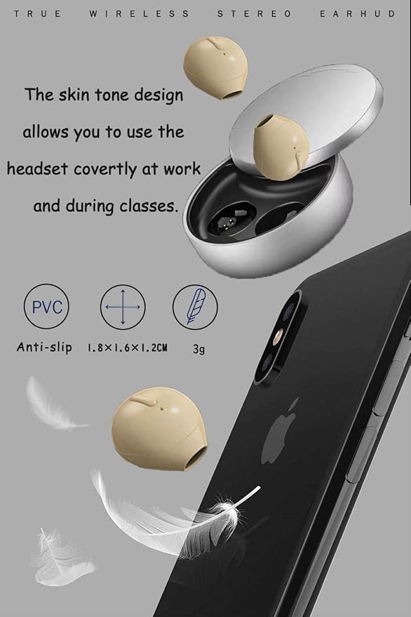 Invisible Earbuds Small Mini Wireless Bluetooth Earpiece Phone Discreet Earbud for Music, Home, Work