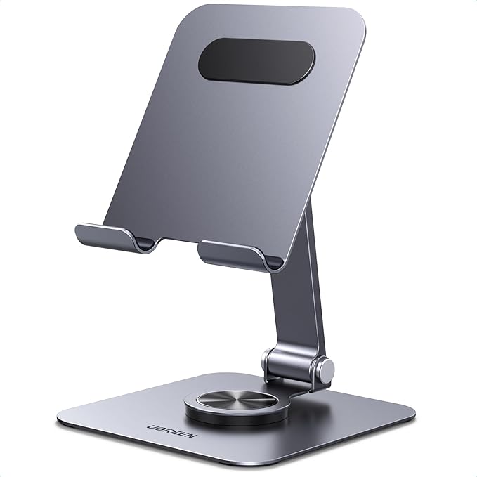 UGREEN Tablet Stand Holder for Desk 360° Rotating Base Aluminum Tablet Holder Adjustable Multi-Angle Home Office Accessories Compatible with iPad Pro Air Mini 13 12.9 11 Inch