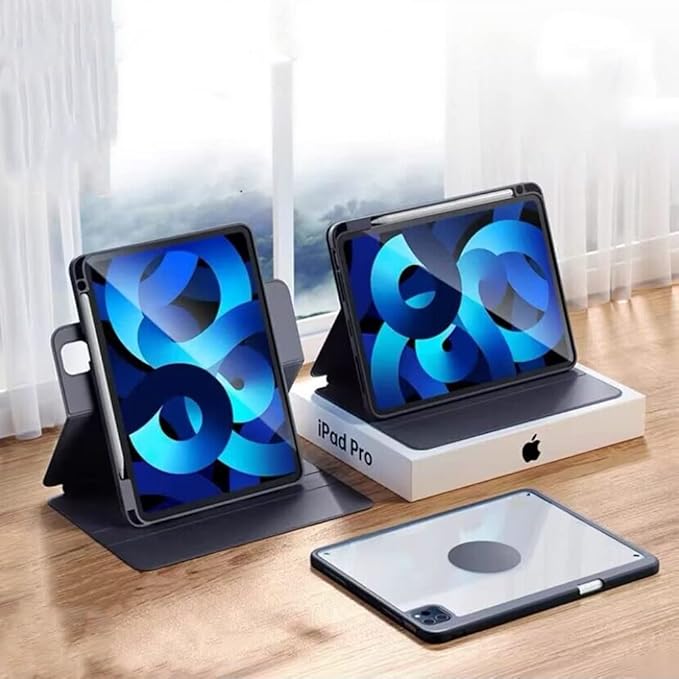 Vertical Case for iPad 11th Generation 11-inch (A16) 2025/iPad 10th Generation, Magnetic Case with Pencil Holder, It can Hold Keyboard, 360 Rotatable Detachable Smart Cover (Black)