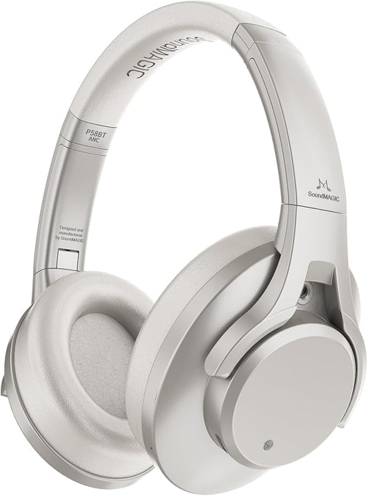 SoundMAGIC P58BT ANC - Over Ear Hybrid Active Noise Cancelling Bluetooth Headphones - Silver