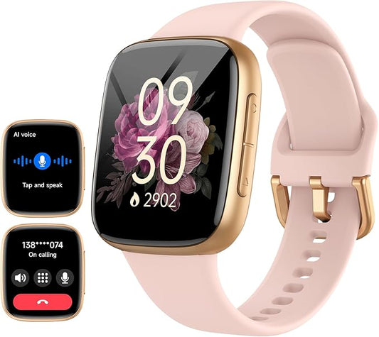 Tensky Smart Watch for Women/Men Android & iPhone, AI Voice, 1.85" AMOLED Screen Fitness Tracker with Bluetooth Call, 3ATM Waterproof Heart Rate/Sleep/SpO2 Monitor, Pedometer, 100+ Sport Modes