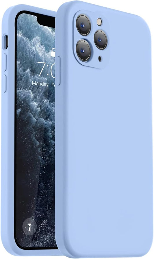 Vooii Compatible with iPhone 11 Pro Case, Upgraded Liquid Silicone with [Flat Edges] [Camera Protection] [Soft Anti-Scratch Microfiber Lining] Phone Case for iPhone 11 Pro 5.8 inch - Light Blue