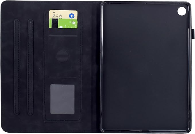 Mandala Flower Case Compatible with Galaxy Tab A9+ Plus 11 Inch 2024 2023 (SM-X210/X216/X218), Cute Elegant Embossed Suede Leather Folio Stand Case Protective Cover with Auto Wake/Sleep, Black