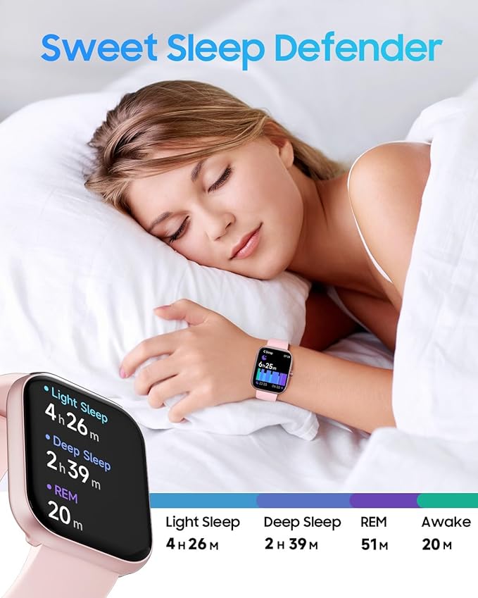 Smart Watch for Women, Answer/Make Calls, 1.91" HD Screen Fitness Watch with Alexa, 100 Sports, Heart Rate and Sleep Tracking, IP68 Waterproof, Smartwatch Compatible Android iOS, Light Pink