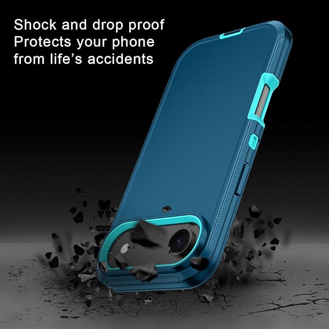 for iPhone Air Case/iPhone 17 Air Case Shockproof Dust/Drop Proof 3-Layer Full Body Protection [Without Screen Protector] Rugged Heavy Duty Cover for Apple iPhone Air 6.5" 2025,Turquoise
