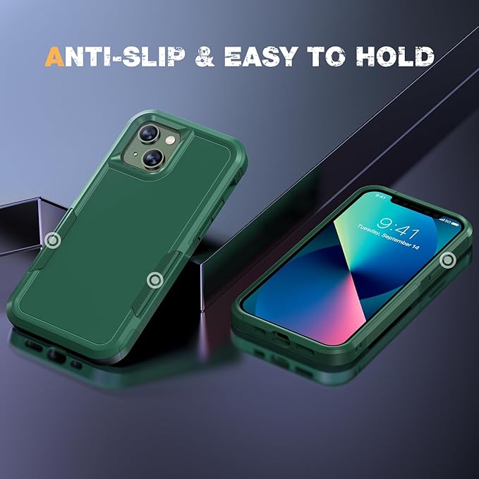 Diaclara Designed for iPhone 13 Case, [with Privacy Screen Protector] [Anti Spy] [Military Grade Drop Protection] Heavy Duty Full-Body Shockproof Phone Case, Green