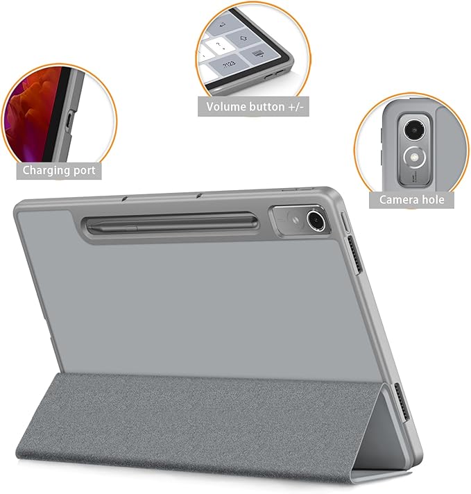 Case for Lenovo Tab P12 12.7 Inch 2023 Tablet, Smart Soft TPU Back Shell Cover with Auto Wake/Sleep Function,Gray