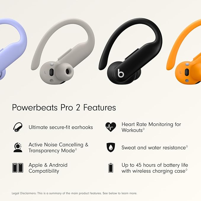 Beats Powerbeats Pro 2 - Wireless Bluetooth Earbuds with USB-C Charging Cables (1.5 m) - Jet Black