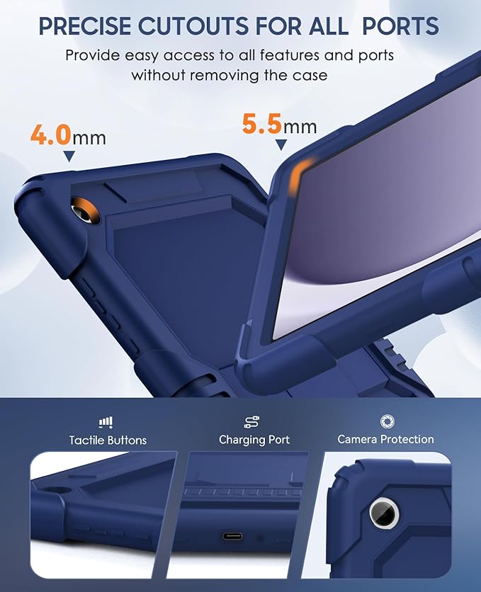 OKP Case for New Samsung Galaxy Tab A9+/ A9 Plus 11 Inch 2023 (SM-X210/X216/X218), Heavy Duty Shockproof Rugged 11" Galaxy A9+ Tablet Protective Cover with Kickstand for Kids Boys Girls, Navy Blue