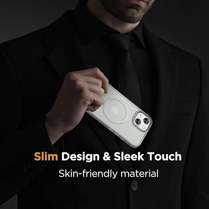 Miracase Magnetic for iPhone 15 Case (Compatible with MagSafe)（with 2X Screen Protectors） Military-Grade Protection, Anti-Fingerprint Translucent Matte Phone Cover for iPhone 15 6.1 inch, Gray